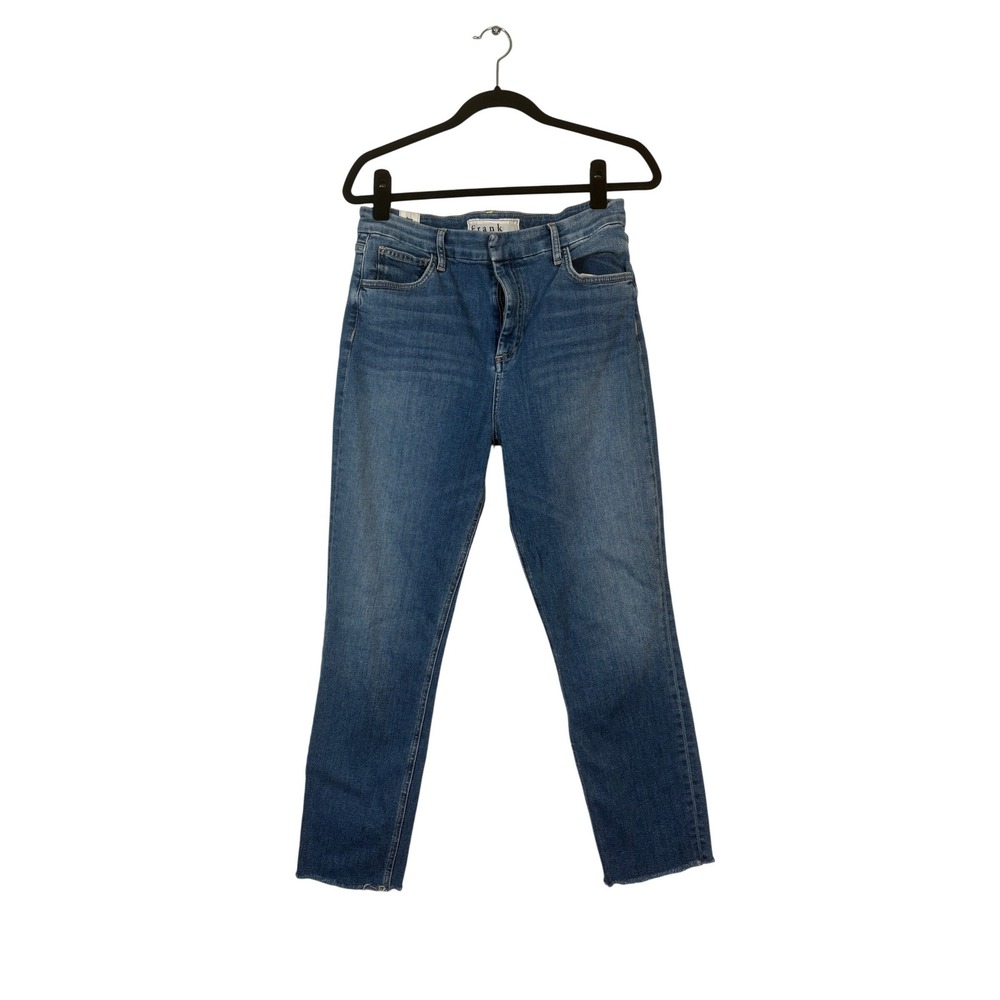 Frank & Eileen Derry High Rise Straight Leg Jeans Blue Medium Wash Raw Hem 31